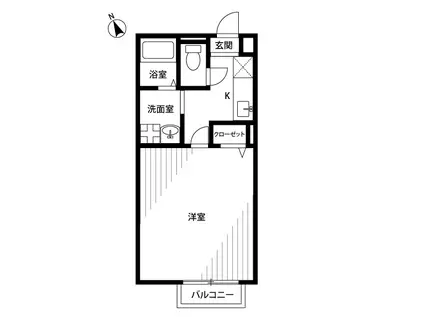 アムール里(1K/1階)の間取り写真