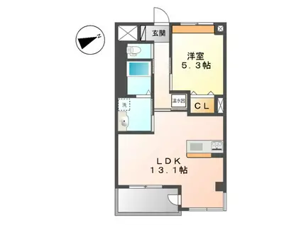 グレイシャス(1LDK/3階)の間取り写真