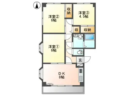 グランディール天神(3DK/1階)の間取り写真