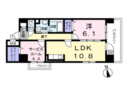 BELLA VISTA 西東京(1LDK/9階)の間取り写真