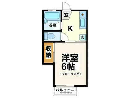 ヴィラローズ(1K/1階)の間取り写真