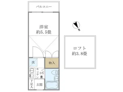 アーデル飛田給(1K/2階)の間取り写真