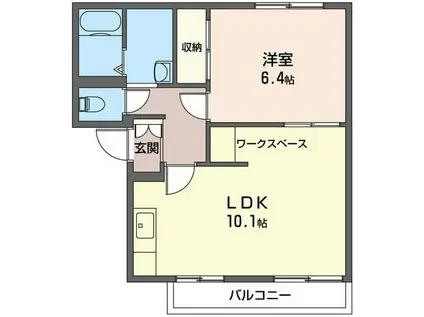 ウインズC(1LDK/1階)の間取り写真