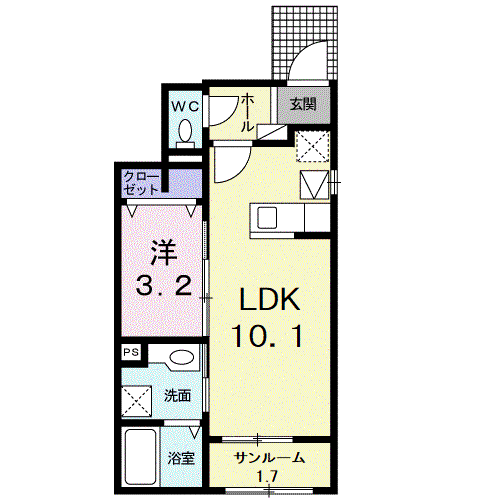 エレガンスⅧ(1LDK/1階)の間取り写真