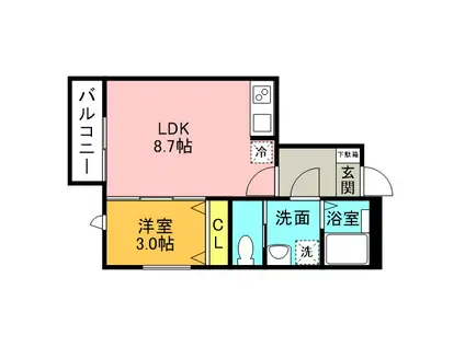 プレシエル(1LDK/1階)の間取り写真