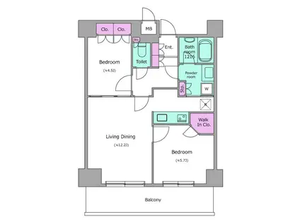 レジディア杉並方南町(2LDK/7階)の間取り写真