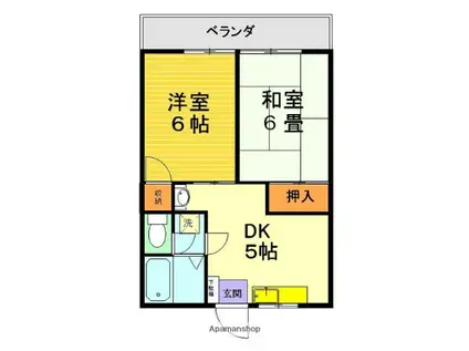 コーポ金森Ⅱ(2DK/2階)の間取り写真