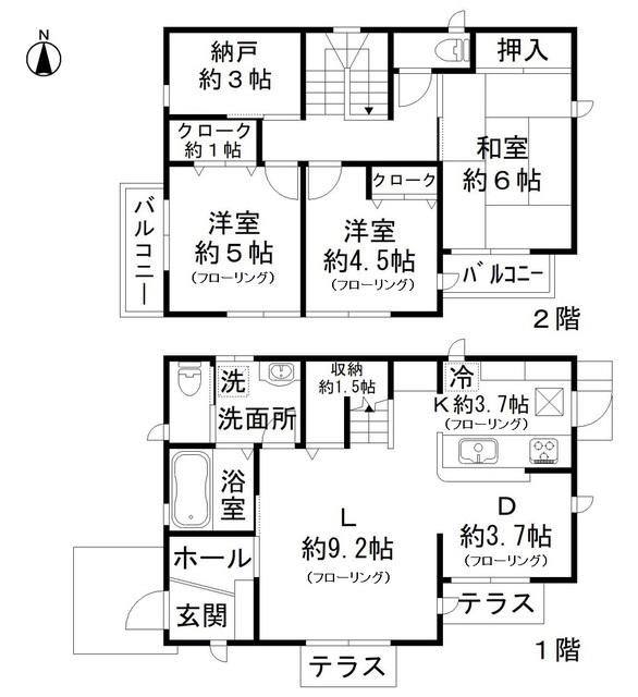 西武鉄道多摩川線 新小金井駅 徒歩10分 2階建 築23年(3SLDK)の間取り写真