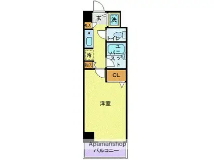 CITY SPIRE国分寺(1K/4階)の間取り写真