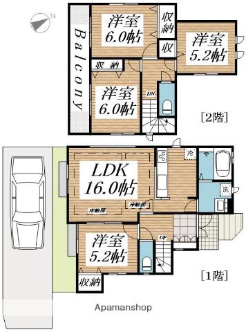 中央本線 武蔵境駅 バス乗車時間:11分 大沢橋羽沢小学校バス停で下車 徒歩4分 2階建 築4年(4LDK)の間取り写真