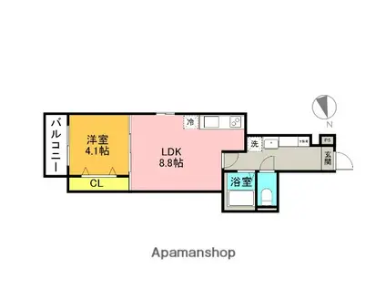 ロンボヌール(1LDK/1階)の間取り写真