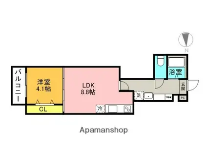 ロンボヌール(1LDK/1階)の間取り写真