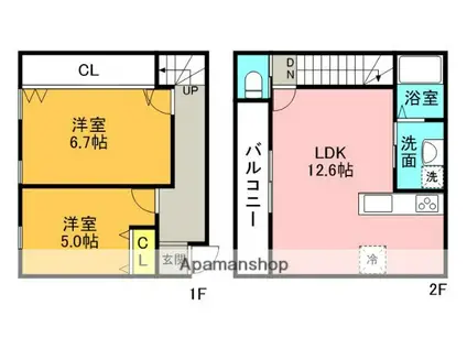 IMAGAWA MID GARDEN SUITE(2LDK/1階)の間取り写真