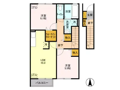 セジュールプレリー(2LDK/2階)の間取り写真