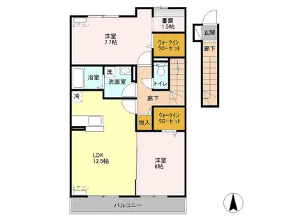 アドヴァンスK(2LDK/2階)の間取り写真