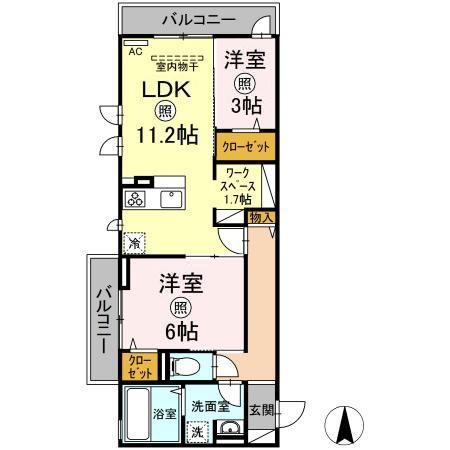 フェリーチェ(2LDK/3階)の間取り写真