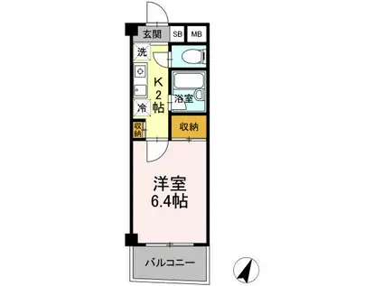 PARK K-1(1K/1階)の間取り写真