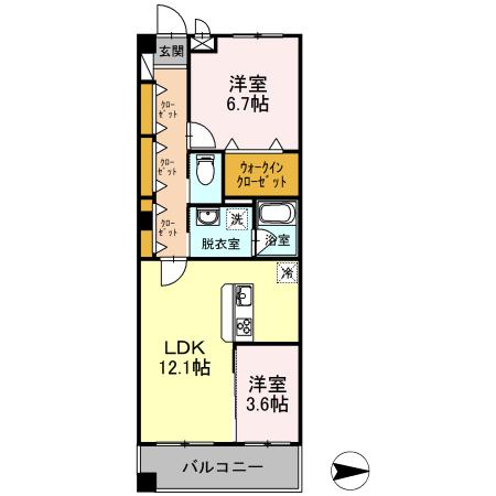 ペガサス西国分寺(2LDK/2階)の間取り写真