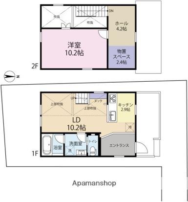 中央本線 東小金井駅 徒歩14分 2階建 築1年(1SLDK)の間取り写真