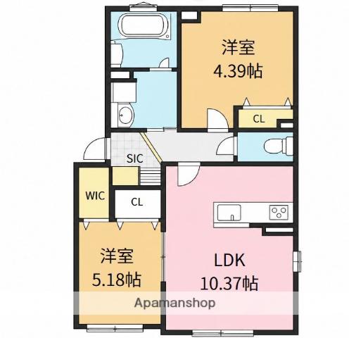武蔵小金井ハウス(2LDK/3階)の間取り写真