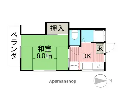 ベルカント(1DK/2階)の間取り写真