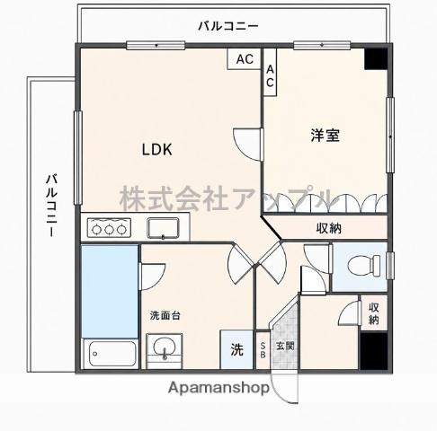 スプリングハウス(1SDK/3階)の間取り写真