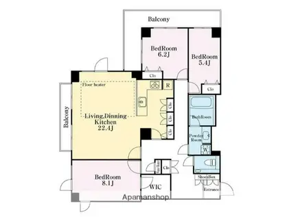 千石三丁目シティハウス(3LDK/3階)の間取り写真