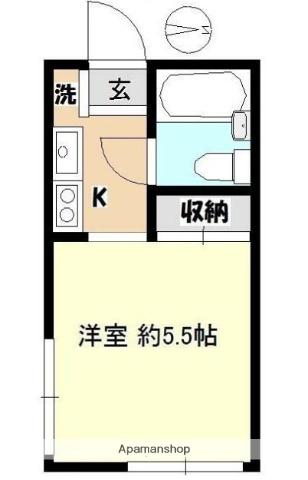 第1グリーンヒル(ワンルーム/1階)の間取り写真
