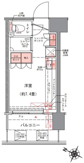 コムレジ赤羽 社会人棟(ワンルーム/4階)の間取り写真