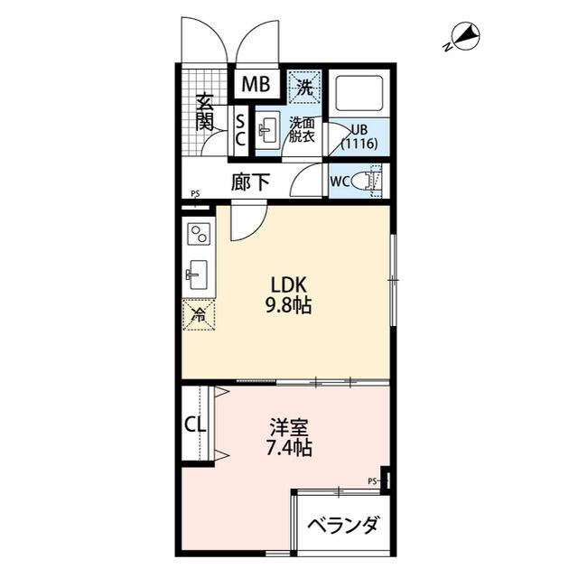 プレール・ドゥーク成増Ⅱ(1LDK/2階)の間取り写真