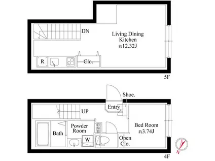 オプション坂下(1LDK/4階)の間取り写真