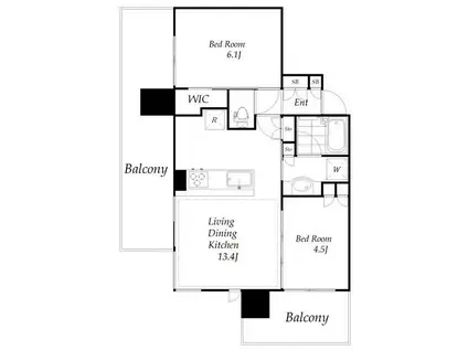シティタワーズ板橋大山サウスタワー(2LDK/12階)の間取り写真