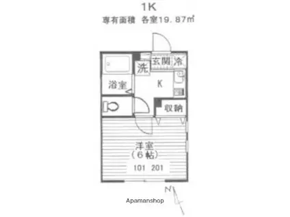 コーポキネマ大森南(1K/1階)の間取り写真