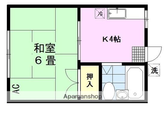 曽根ハウス(1K/2階)の間取り写真