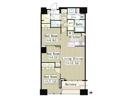 TOMIHISA CROSS コンフォートタワー(3LDK/51階)の間取り写真