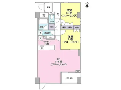 ポローニアハウス赤堤(2LDK/3階)の間取り写真