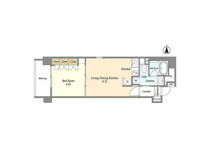 コンフォリア西麻布(1LDK/8階)の間取り写真