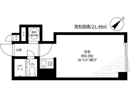 パシフィック乃木坂(ワンルーム/4階)の間取り写真