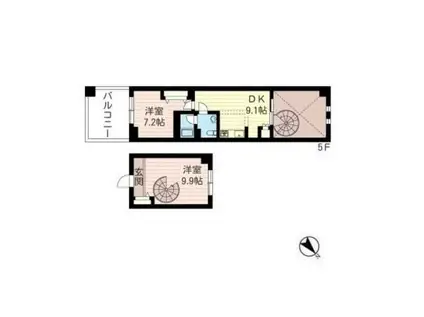 レジデンスシャルマン月島(2DK/8階)の間取り写真