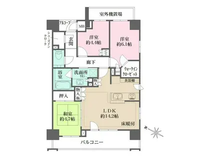 音羽パークハウス(3LDK/9階)の間取り写真