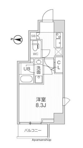ALTERNA亀戸Ⅱ(1K/6階)の間取り写真