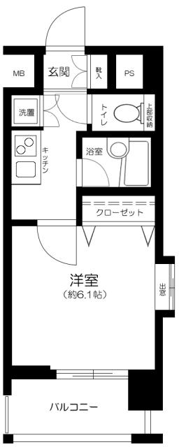 シンシア幡ヶ谷(1K/4階)の間取り写真