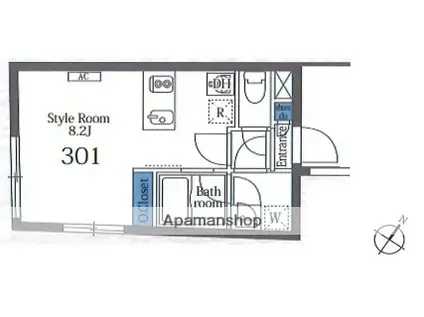 アレッタ笹塚(ワンルーム/3階)の間取り写真