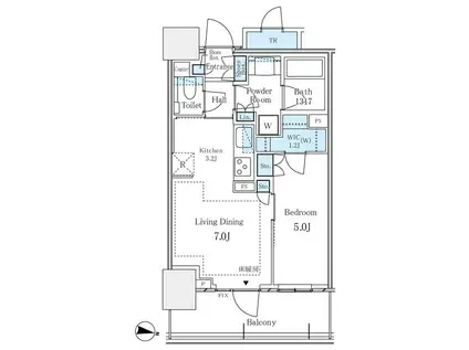 パークタワー西新宿(1LDK/7階)の間取り写真