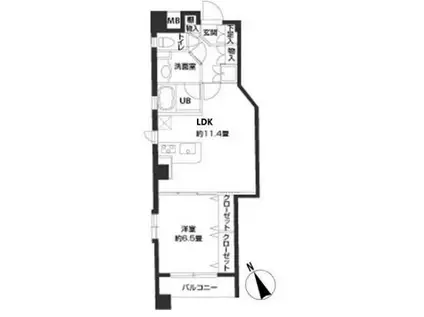 カスタリア新富町4(1LDK/10階)の間取り写真