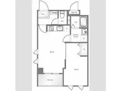 パルロイヤルアレフ赤坂(1DK/3階)の間取り写真