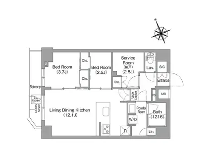 コンフォリア東葛西(2SLDK/8階)の間取り写真