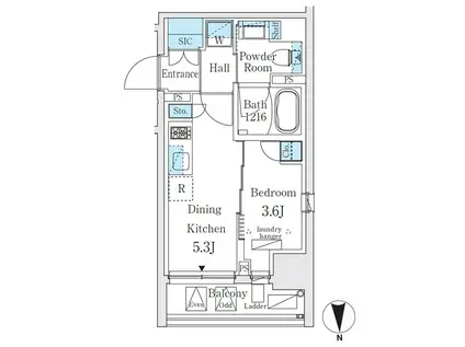 ジオエント秋葉原(1DK/4階)の間取り写真