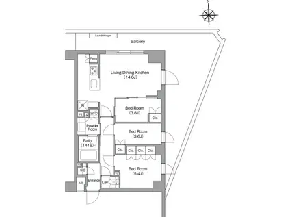 コンフォリア・リヴ大森西(3LDK/2階)の間取り写真