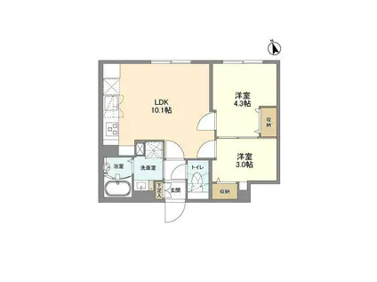 ウェルスクエア新宿戸山(2LDK/4階)の間取り写真